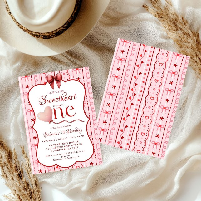 Invitation First Birthday valentine baby birthday party (Créateur téléchargé)