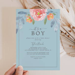 Invitation First Bloom Floral C'est un garçon Baby shower Inv