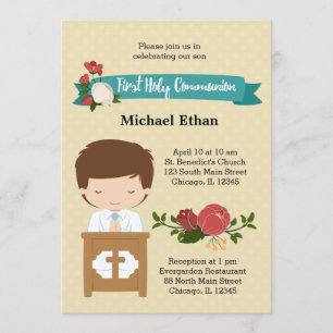 Invitation First Holy Communion boy * choisir la couleur arri
