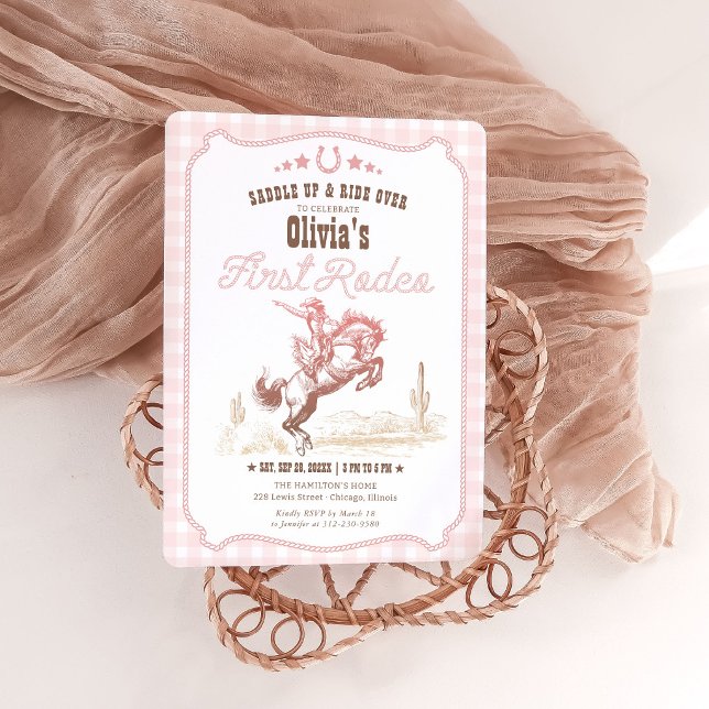 Invitation First Rodeo 1st Birthday Girl Western Cowgirl  (Créateur téléchargé)