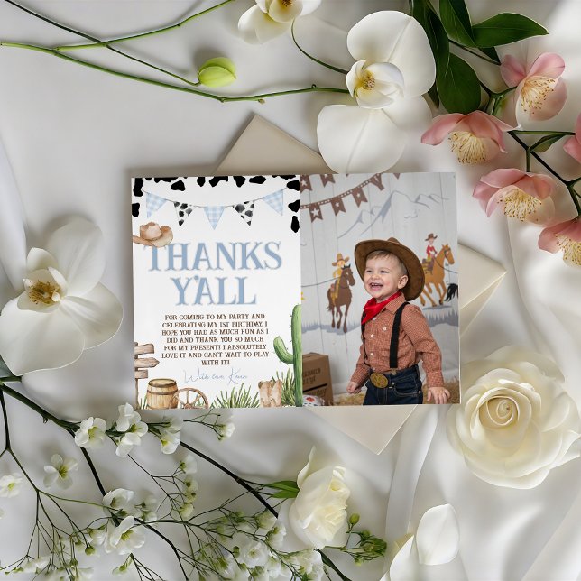 Invitation First Rodeo Cowboy Thank You Card Photo (Créateur téléchargé)