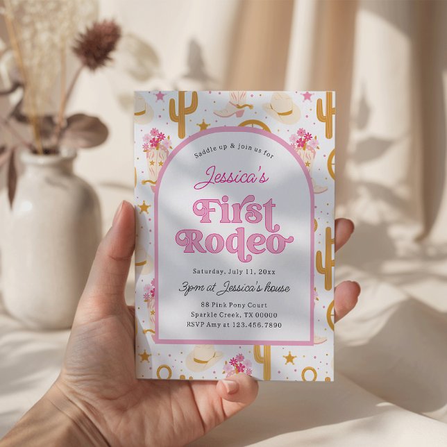 Invitation First Rodeo Cowgirl Pink 1st Birthday Party (Créateur téléchargé)