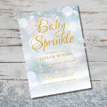 Invitation First Snowflakes Baby Sprinkle / Shower<br><div class="desc">Gentle snowflakes fall across your baby sprinkle,  shower or couples shower details,  set in elegant gold text on a magical winter background,  this gender-neutral invitation is ideal for your special baby shower.</div>