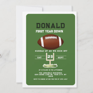 Invitation First Year Down Football sport 1st birthday