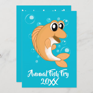 Invitation Fish Fry Seafood Boil Party avec Orange Jaune Pois