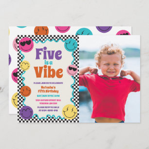 Invitation Five est une Vibe Colorée Sourires Photo Anniversa