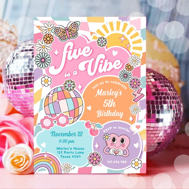 Invitation Five est Vibe Super Preppy Varsity Anniversaire (Créateur téléchargé)