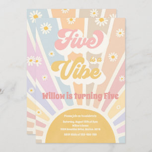 Invitation Five Is A Vibe Boho Sunshine 5e fête d'anniversair