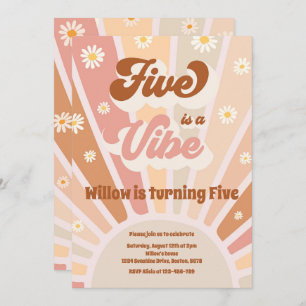 Invitation Five Is A Vibe Boho Sunshine 5e fête d'anniversair