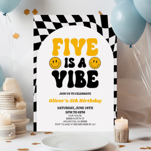 Invitation Five Is A Vibe Retro Cinquième fête d'anniversaire