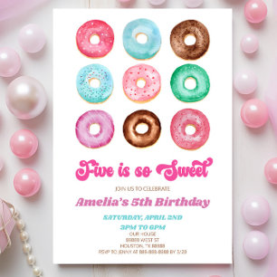 Invitation Five Is So Sweet Donut Sprinke 5e fête d'anniversa