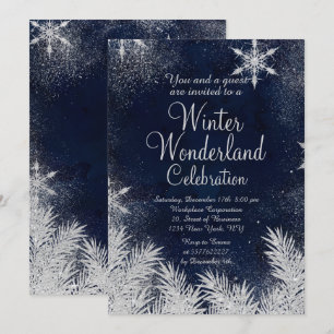 Invitation Flacon de neige bleu argenté entreprise hiver merv