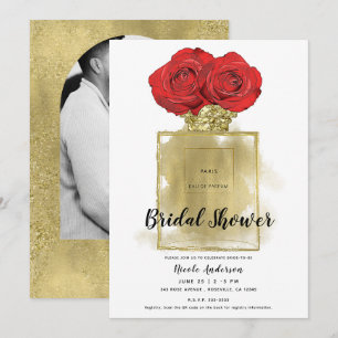 Invitation Flacon de parfum Floral Fashion Roses rouges Glamo