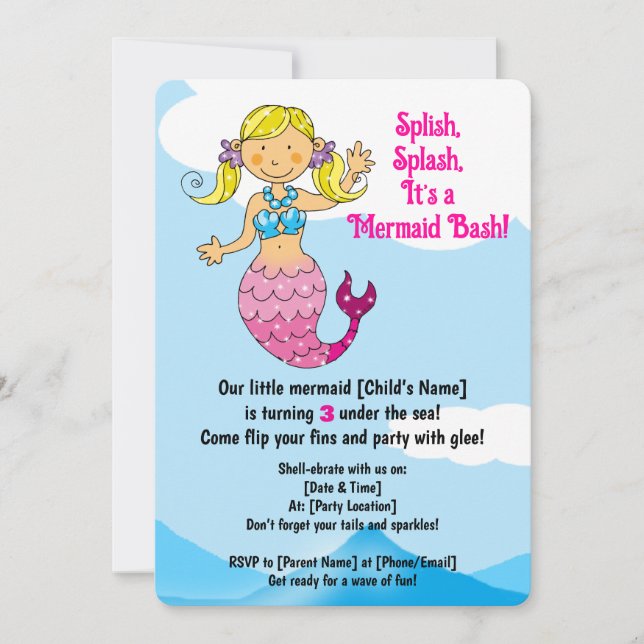 Invitation Flamande personnalisable Anniversaire Design Blond (Devant)