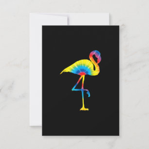 Invitation Flamant arc-en-ciel imprimé Tie Dye Oiseau Animal