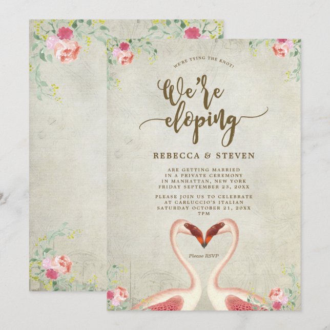 Invitation flamant nouant l'invitation (Devant / Derrière)