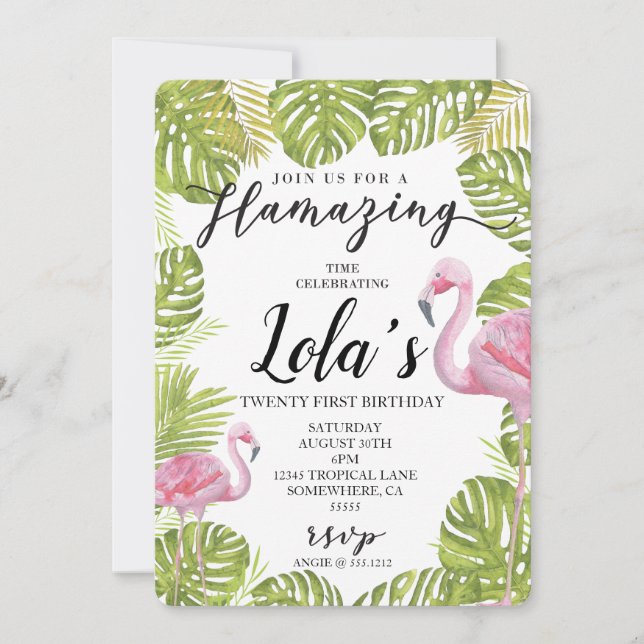 INVITATION Flamant rose (Devant)