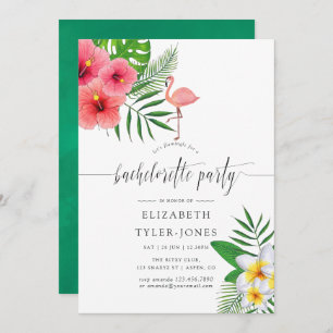 Invitation Flamant rose Aloha Luau Bachelorette Party