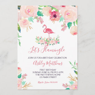 Invitation Flamant rose Anniversaire Invitation, Flamant rose