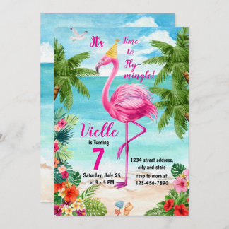 Invitation Flamant rose Anniversaire Invitation, Flamant rose