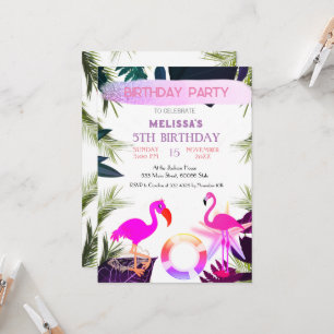 Invitation Flamant rose Anniversaire Invitation, mignonne Inv