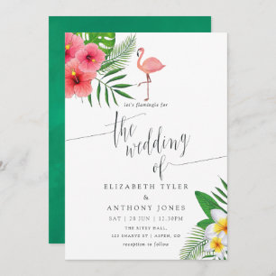 Invitation Flamant rose aquarelle Aloha Luau Beach Mariage