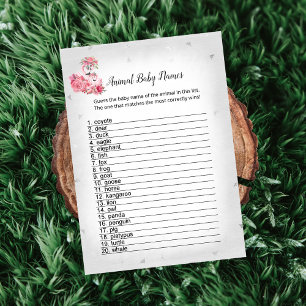 Invitation Flamant rose Argent Ballerina Animal Baby Names Je