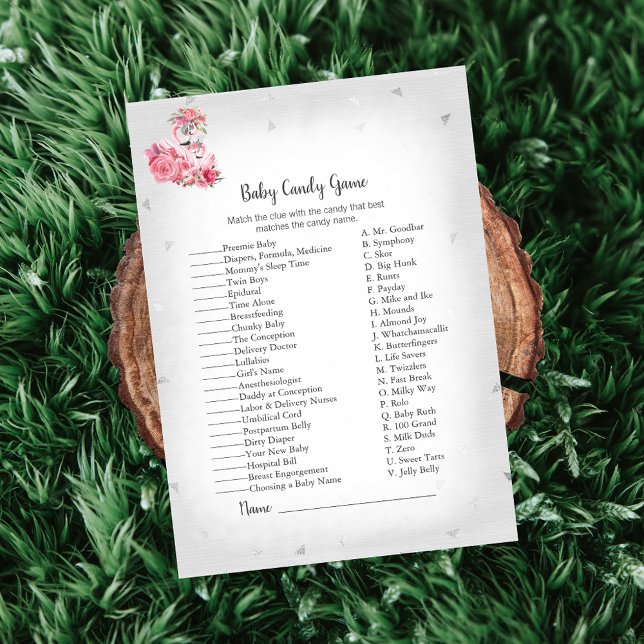 Invitation Flamant rose Argent Ballerina Baby Candy Douche Je (Créateur téléchargé)