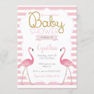 Invitation Flamant rose Baby shower
