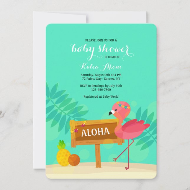 Invitation Flamant rose Baby shower (Devant)