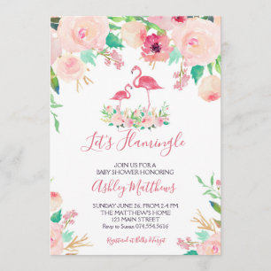 Invitation Flamant rose Baby shower Invitation, douche Flaman