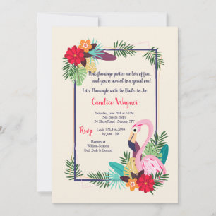 Invitation Flamant rose Cadre