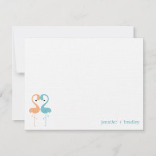 Invitation Flamant rose Couple Custom Flat Merci Notes