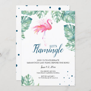 Invitation Flamant rose d'aquarelle
