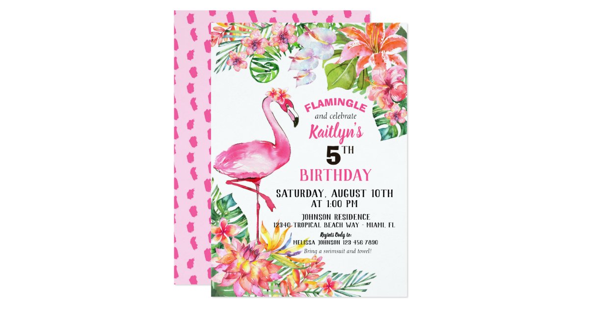 Invitation Flamant Rose D Aquarelle Et Anniversaire Tropical Zazzle Fr Invitation Flamant Rose D Aquarelle Et Anniversaire Tropical Zazzle Fr