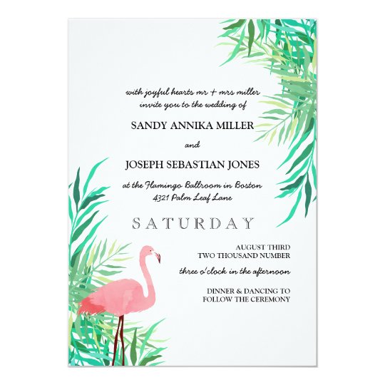 Invitation Flamant Rose D Aquarelle Et Mariage Tropical De Zazzle Fr