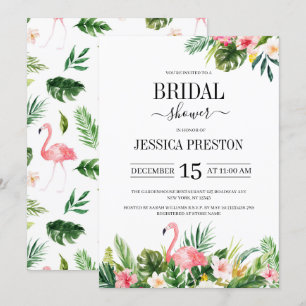 Invitation Flamant rose d'aquarelle Fête des mariées florale