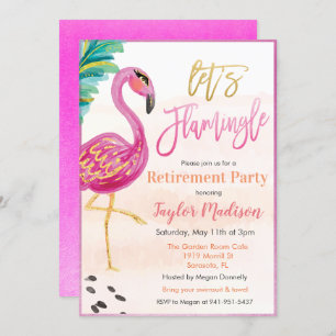 Invitation Flamant rose d'aquarelle Retraite de la partie Inv