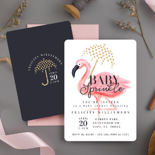 Invitation Flamant rose d'aquarelle rose Baby shower d'arrosa