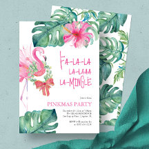 Flamant rose d'aquarelle Tropical Holiday Party