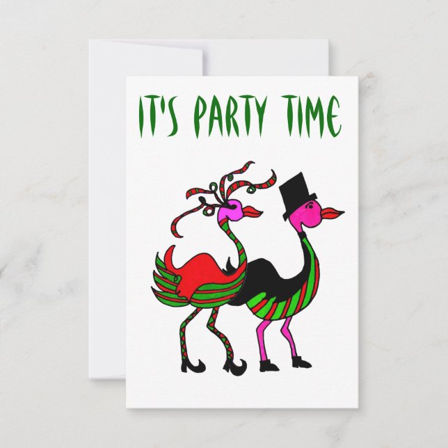 Invitation Flamant rose de Noël (Devant)