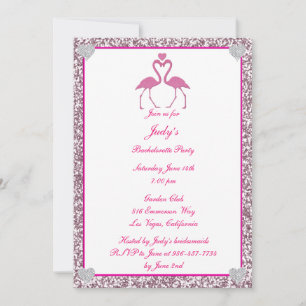 Invitation Flamant rose de Parties scintillant Rose Faux Bach