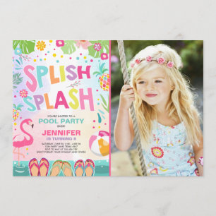 Invitation Flamant rose d'invitation à la piscine Ananas trop