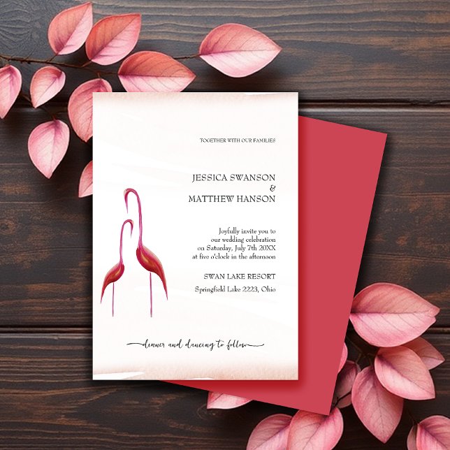 Invitation Flamant Rose Doré Exotique (Créateur téléchargé)