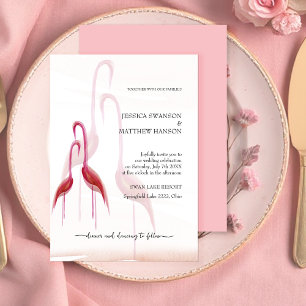 Invitation Flamant Rose Doré Exotique