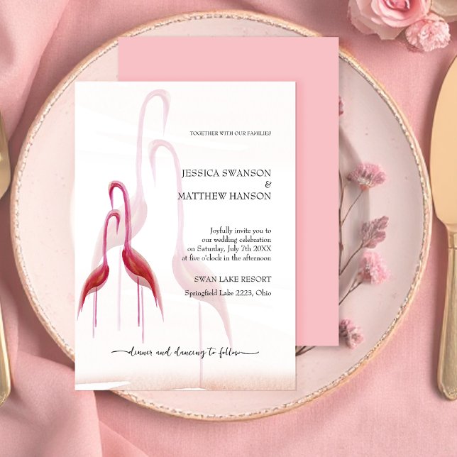 Invitation Flamant Rose Doré Exotique (Créateur téléchargé)