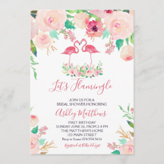 Invitation Flamant rose douche nuptiale Invitation, douche Fl