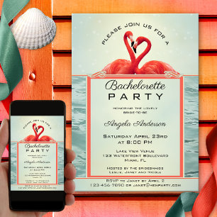 Invitation Flamant rose étincelant Bachelorette Party Invitat