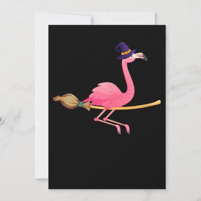 Invitation Flamant rose | Femme Flamant rose Sorcière Hallowe (Devant)