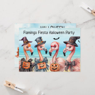 Invitation Flamant rose Fiesta Halloween